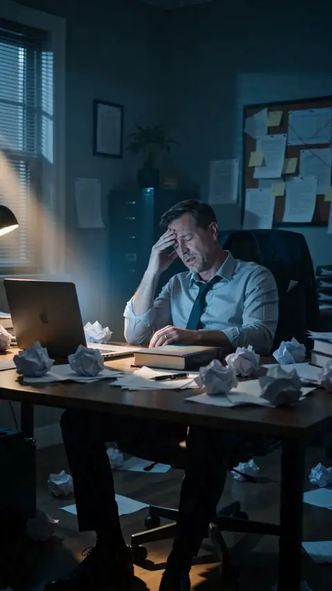 The MagBook reel showing a writer surrounded by discarded drafts