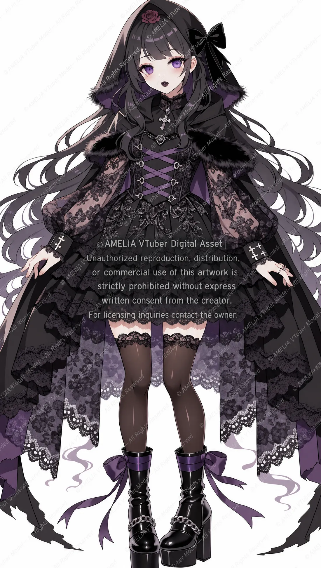 Amelia Faustin VTuber model sheet