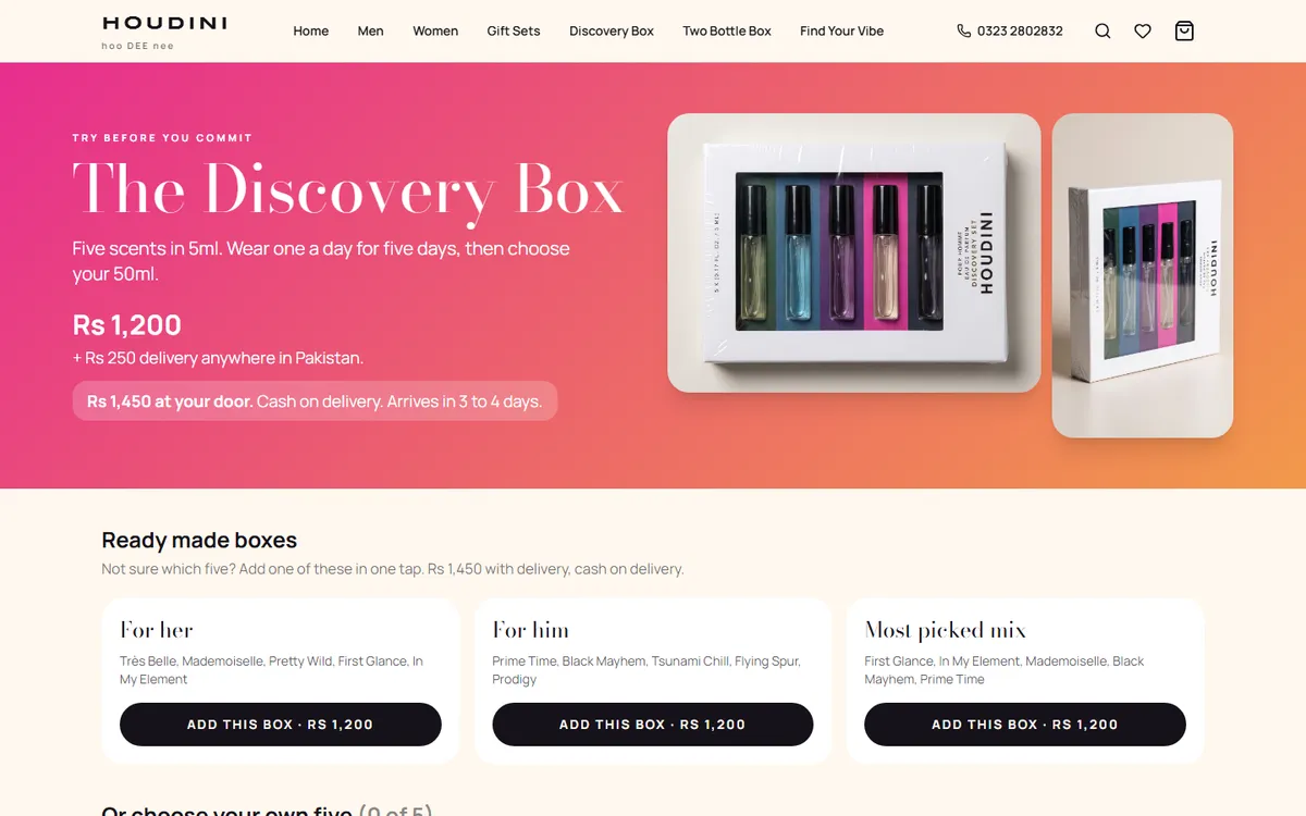 The Discovery Box page on houdiniofficial.com