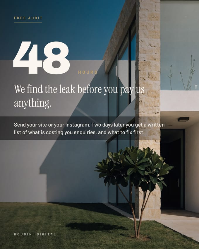 Poster reading 48 hours, we find the leak before you pay us anything